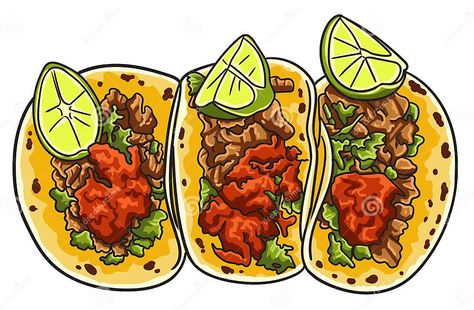 Meat Tacos with Salsa Sauce Stock Vector - Illustration of lunch, isolated: 264659904 Taco Illustration, Taco Clipart, Taco Drawing, Tacos Dorados, Salsa Sauce, Cartoon Chicken, Mexican Tacos, Abstract Animal Art, Street Tacos