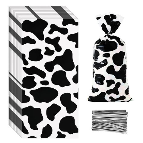 PRICES MAY VARY. Creative designs: these bags are designed with cute cow pattern, are fun additions to a variety of parties and events, especially suitable for cow themed parties, lovely to cater for interests and preferences, will impress and admire your guests and friends Safe and reliable: these bags are made of OPP material, and their both sides are printed with patterns, which are durable, not easy to tear off, easy to fold and not hurt hands, giving you nice use experience Wide application Cow Theme Birthday, Cow Products, Animal Party Favors, Cow Birthday Parties, Cow Baby Showers, Farm Theme Birthday, Farm Animal Party, Cow Spots, Cow Birthday