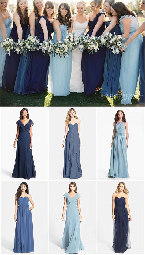 Navy Blue Bridesmaids, Navy Bridesmaids, Wedding Bridesmaids Dresses Blue, Navy Blue Bridesmaid Dresses, Mismatched Bridesmaids, Mismatched Bridesmaid Dresses, Navy Bridesmaid Dresses, Bridesmaids And Groomsmen, Blue Bridesmaid Dresses