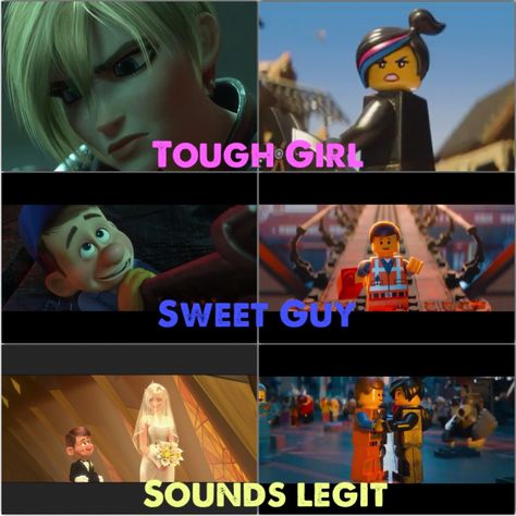 When I saw Lego Movie, this is what I thought of! Felix x Calhoun and Wyldstyle/Lucy x Emmet! I feel like this is the new movie trend: Tough girl falls for sweet average guy! It's adorable! The Lego Movie Emmet X Lucy, Emmet And Lucy, Wreck It Ralph Felix X Calhoun, Emmet X Lucy, Emmet And Wyldstyle, Felix And Calhoun, Emmet Lego Movie, The Lego Movie, Emmet Lego