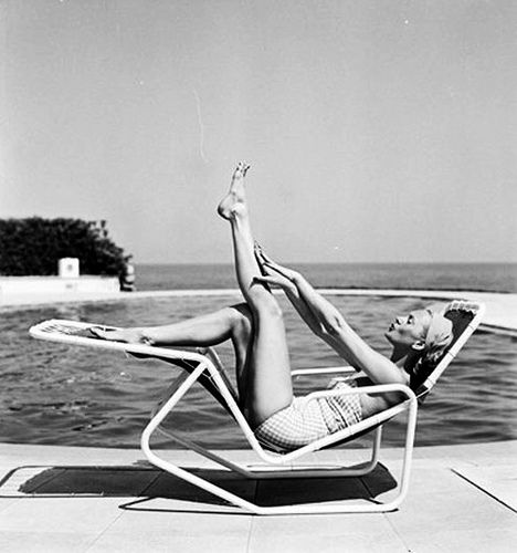 Ghislaine Arsac, Hotel du Cap Eden Roc, French Riviera, photo by Georges Dambier, 1957 Riviera Fashion, Eden Roc, French Summer, Edward Weston, Vintage Swim, Slim Aarons, Famous Photographers, Beach Chair, Vintage Pinup