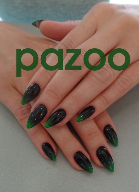 Black and green ombre Neon Green Ombre Nails, Green Ombre Nails, Scissor Hands, Black Ombre Nails, Oval Shaped Nails, Galaxy Nail Art, Nails Ombre, Sns Nails, Moon Nails