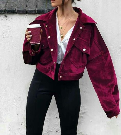 Discovered by ikhlas b`en a°mor. Find images and videos about fashion, style and outfit on We Heart It - the app to get lost in what you love. Autumn Coats, Club Jacket, Autumn Jacket Women, Corduroy Coat, Womens Jackets Casual, Lapel Jacket, Nike Id, Women Coat, Purple Jacket