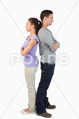 Young couple standing back-to-back Stock Photos #AD ,#couple#Young#standing#Photos Couple Standing Back To Back, Japanese Couple, Young Couple, Model Release, Photoshop Editing, Love Photos, Couples In Love, A White Background, Couple Posing