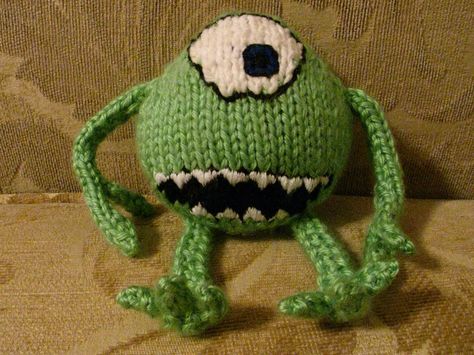 The Learning Dabbler: Mike Monster Knit Pattern Monster Knitting Pattern Free, Knitted Monsters, Comfort Dolls, Hand Knit Toys, Addi Knitting Machine, Amigurumi Knitting, Knitted Doll Patterns, Knitting Toys, Knitted Toys Free Patterns