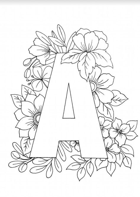 Hand Embroidery Stencils, Alphabet Embroidery Patterns Letters, Embroidery Drawing Pattern, Coloring Letters, Design Outline, Flower Pattern Drawing, Desain Quilling, Embroidery Template, Pola Sulam