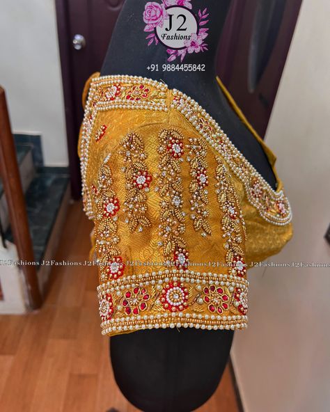 Exclusive copper beads design work for Kerala bridal blouse ❤️ @j2fashions exclusive bridal blouse work /Aari Zardosi work in wholesale price in chennai for appointment +91 9884455842. ❤️ All exclusive bridal/Aari work blouse in wholesale price. ❤️ Urgent orders also undertaken 5 to 10 days delivery time. ❤️ Visit us at chennai , Anna Nagar East . ❤ Worldwide shipping,online orders, courier orders and further details. ❤ YouTube : www.youtube.com/j2fashions 🧵 Facebook page: www.facebook.com Bridal Blouse Work, Bridal Aari Work Blouse, Bridal Aari Work, Handwork Blouse, Golden Blouse, Zardosi Work, Wedding Saree Blouse, Wedding Saree Blouse Designs, Beads Design