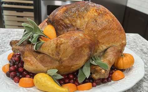 Sage Butter Roasted Turkey, Chef Jean Pierre, Turkey Glaze Recipes, Roast Turkey Recipes, Turkey Glaze, Maple Butter, Bacon Brussel Sprouts, Best Turkey, Sprouts With Bacon