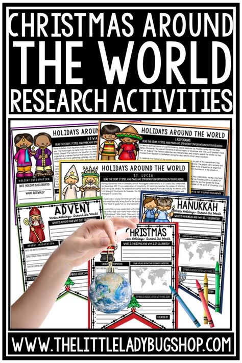 Upper Elementary Christmas, Christmas Around The World Activities, Around The World Activities, Christmas Reading Activities, Christmas Writing Activities, Holiday Writing Prompts, Christmas Language Arts, Classroom Christmas Activities, Activities For The Classroom