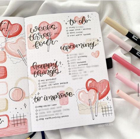 Valentine’s Day Journal Ideas, Valentine Journal Ideas, Valentines Day Journal Ideas, February Planner Ideas, Valentines Bujo, Febuary Spreads Bullet Journal, February Journal Ideas, Bullet Journal Febrero, Bujo February