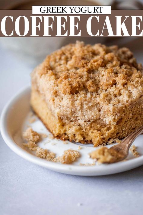 Best Crumb Cake Recipe, Greek Yogurt Coffee Cake, Yogurt Coffee Cake, Yogurt Coffee, Crumb Coffee Cakes, Cozy Brunch, Crumb Cake Recipe, Streusel Coffee Cake, Cinnamon Coffee Cake