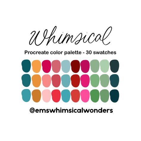 Whimsical color palette, pastel colors, digital download, procreate color palette Whimsical Color Palette, Color Palette Pastel, Make A Color Palette, Procreate Color Palettes, Cozy Colors Palette, Procreate Palette, Procreate Ideas, Procreate Ipad Tutorials, Procreate Color Palette