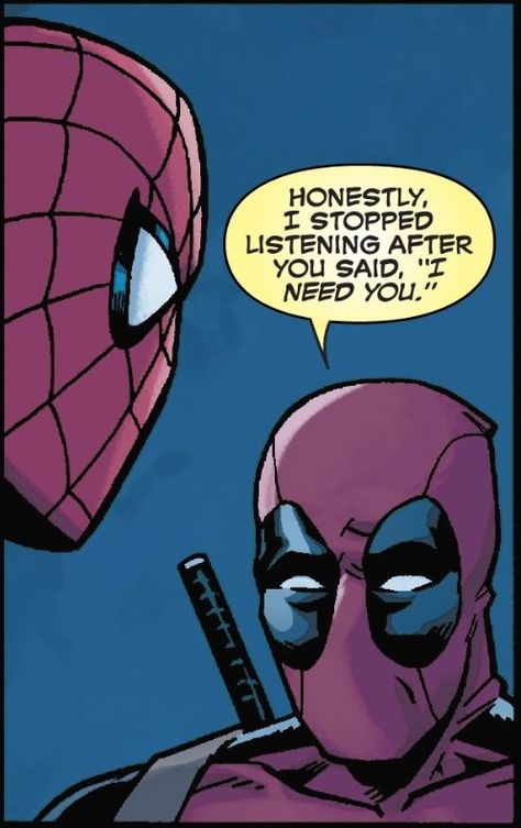 Spideypool Comic, Spider Man Quotes, Spiderman Deadpool, Spiderman Funny, Deadpool X Spiderman, Deadpool Art, Deadpool And Spiderman, Deadpool Wolverine, Spiderman Comic