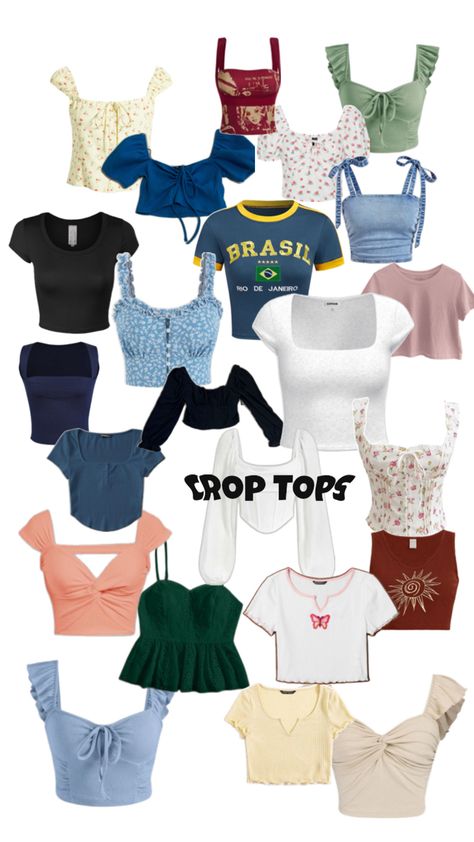 #collage #aesthetic #clothing #croptops #shirts #tops #croptop #bluecroptops #viralpost Croptop Aesthetic Outfit, Croptop Aesthetic, Closet Redo, Cute Dress Outfits, Aesthetic Clothing, Blue Crop Tops, Aesthetic Outfit, Viral Post, Powerpuff Girls