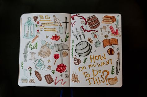 Dnd Journal, Bullet Journal Decoration, Doodle Pages, Dnd Stuff, Bullet Journal Themes, Dungeons Dragons, Journal Themes, Scrapbook Journal, Dnd Characters