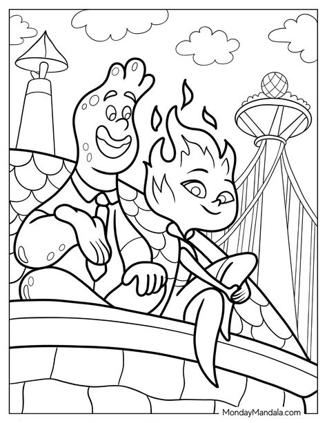 Elemental Coloring Pages, Elemental Sketch, Disney Elemental, Minions Coloring Pages, Farm Animal Coloring Pages, Spring Coloring Pages, Pokemon Coloring, Disney Colors, Film D'animation