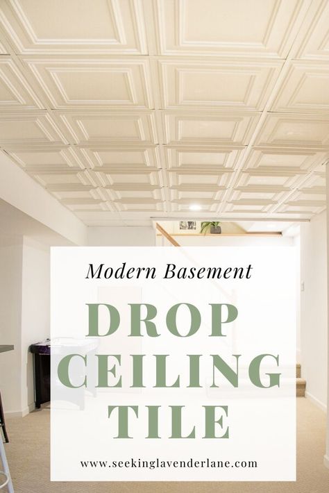 Drop Ceiling Makeover, Drop Ceiling Basement, Drop Down Ceiling, Ceiling Tiles Basement, Basement Decoration, Drop Ceiling Tiles, Decorative Ceiling Tile, Modern Basement, Diy Basement