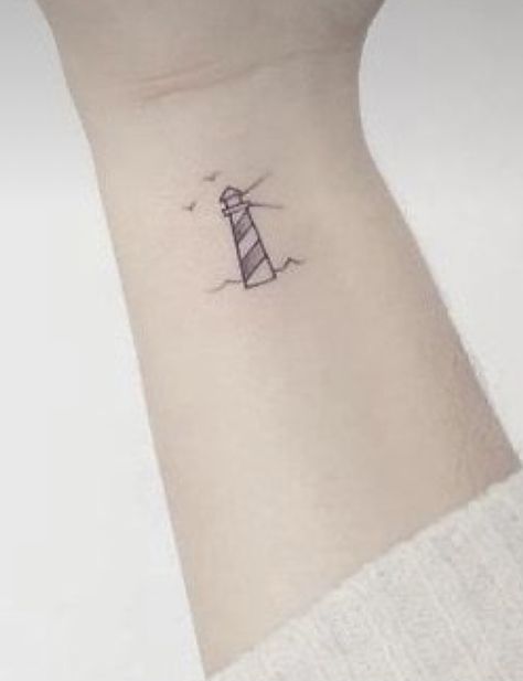 Lighthouse Simple Tattoo, Tattoo Ideas Lighthouse, Tiny Lighthouse Tattoo, Small Lighthouse Tattoo Simple, Dainty Lighthouse Tattoo, Lighthouse Tattoo Simple, Simple Lighthouse Tattoo, Minimalist Lighthouse Tattoo, Small Lighthouse Tattoo