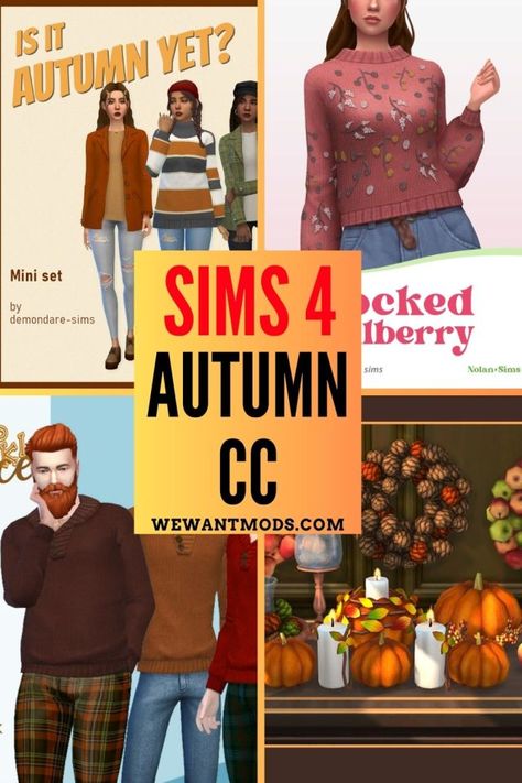 Sims 4 Fall Decor Cc, Sims 4 Autumn Cc, Sims 4 Autumn, Fall Inspired Makeup, Sims Builds, Autumn Clothing, Sims 4 Mm, Inspired Makeup, Best Sims