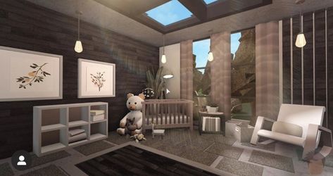 Aesthetic Baby Room, Rustic Baby Rooms, Modern Nursery Room, Toddler And Baby Room, Modern Baby Room, 2020 Aesthetic, Modern Playroom, Blocksburg Room Ideas￼, Minecraft Interior Design