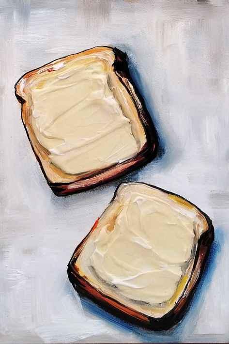 Butter art toast original painting Impasto still life oil painting moody food wall art French Country Art, Moody Painting, Beans On Toast, Food Wall Art, Painting Series, Food Painting, Still Life Oil Painting, Reference Poses, Neutral Wall Art