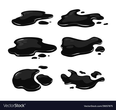 Spill Illustration, Ink In Water, Oil Slick, Simple Shapes, Texture Painting, Black Backgrounds, The White, Vector Art, Stock Illustration