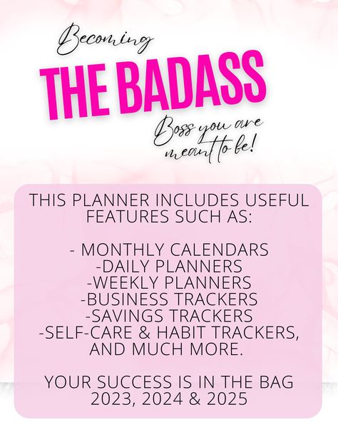 Becoming A Badass Boss Business/life Planner - Etsy Boss Planner, Business Tracker, Girl Boss Planner, Home Binder, Hair Braider, Printables Freebies, Business Life, Savings Tracker, Habit Tracker