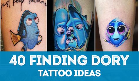 Finding Nemo Tattoo Ideas, Baby Dory Tattoo, Finding Nemo Tattoos, Finding Dory Tattoo, Dory Tattoo Ideas, Finding Nemo Tattoo, Dory Quotes, Dory Tattoo, Nemo Tattoo