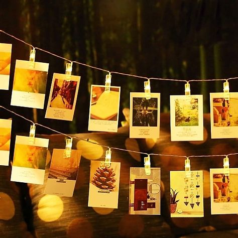 Photo Clip String Lights, Photo String, Dorm Party, Hanging Wedding Decorations, String Lights In The Bedroom, Christmas Wedding Decorations, Clip Lights, Indoor String Lights, Photo Clips