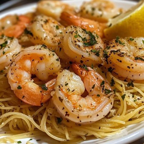 Valerie Bertinelli Recipes 😋 | 🍝🍤 Shrimp Scampi with Angel Hair Pasta 🍤🍝 | Facebook Angel Shrimp Pasta, Garlic Shrimp Scampi Pasta, Angel Hair Pasta With Shrimp, Valerie Bertinelli Recipes, Shrimp Angel Hair Pasta, Garlic Shrimp Scampi, Chicken Scampi, Pasta With Shrimp, Shrimp Scampi Pasta