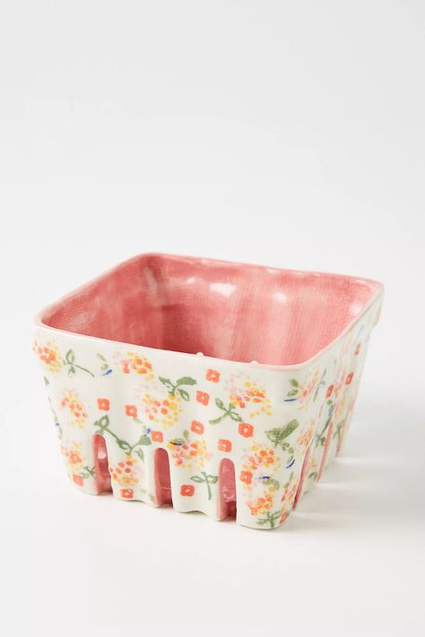 Floral Ceramic Berry Basket | Anthropologie Ceramic Berry Basket, Berry Basket, Pottery Inspo, Anthropologie Home, Berry Baskets, Cerámica Ideas, Pottery Crafts, Cute Kitchen, Ceramics Ideas Pottery