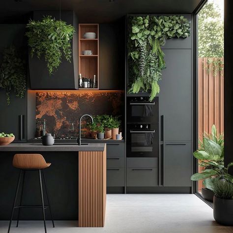 This luxurious kitchen is equipped with several green plants that will give the impression of a fresh room. Placing green plants in this cupboard will also be an interesting home decoration for you to try. Kitchen Greenery from @design_layer #kitchencabinet #kitchenfurniture #kitchengreenery #kitchenideas #kitchenlighting #luxuriouskitchen Kitchen Greenery, Fresh Room, Luxurious Things, Green Kitchen Designs, Kitchen Looks, Black And White Living Room, Kitchen Ornaments, Kitchen Plants, Kitchen Appliances Luxury