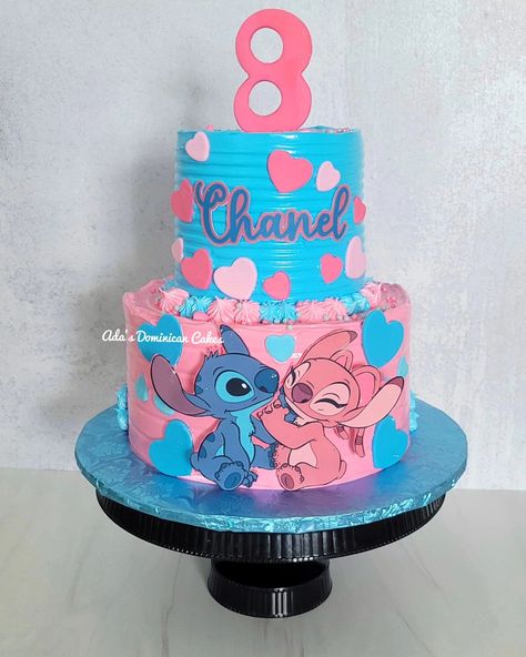 Lilo and Stich Cake ♥️❤️💙❤️💙 . . . . . . #liloandstichcake .#stichcake .#bizcochodominicano🎂🇩🇴 .#bizcochoinfantil .#suspirodominicano Stitch And Angel Birthday Cake, Stitch And Angel Birthday, Stitch And Angel Cake, Stitch Bday, Angel Birthday, Stitch Party, Stitch Cake, Angel Cake, Stitch And Angel