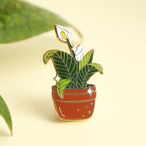 Occasionalish - Etsy Украина Plant Enamel Pin, Peace Lilies, Enamel Pin Display, Enamel Pin Collection, Peace Lily, Orchid Plants, Pin Art, Christmas Pins, Collar Jacket