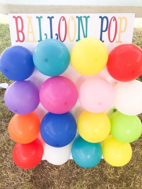 DIY balloon pop board for carnival Balloon Pop Game Diy, Carnival Board Decoration, Dartless Balloon Pop Game, Pop Balloon Game, Balloon Dart Game Diy, Easy Diy Carnival Games, Carnival Ideas For Kids, Pop The Balloon Game, Spring Festival Games