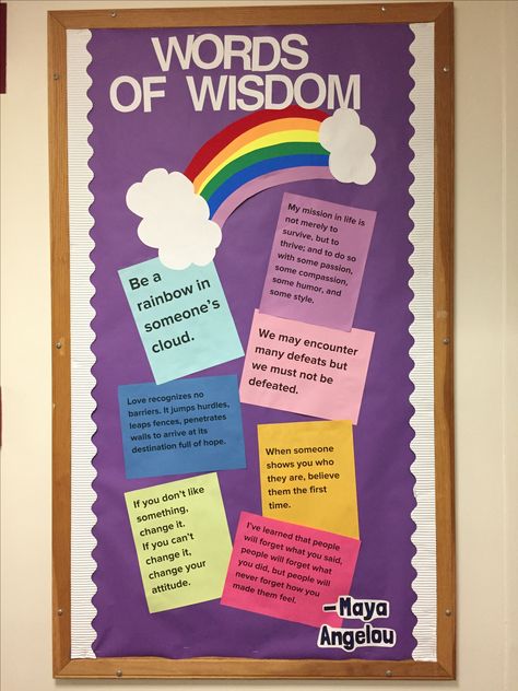 Words of wisdom RA bulletin board quotes maya angelou Maya Angelou Classroom Door, Maya Angelou Bulletin Board, Maya Angelou Door Decorations, Wisdom Bulletin Board Ideas, Words Of Wisdom Bulletin Board, Bulletin Board Quotes, School Counseling Bulletin Boards, Counseling Bulletin Boards, Ra Bulletin Boards