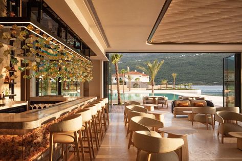 One&Only Portonovi hotel review, Montenegro | CN Traveller One&only Portonovi, Veranda Restaurant, Herceg Novi, European Hotel, Bistro Food, Huge Windows, Bay View, Medieval Town, Natural Scenery