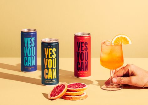 Yes You Can is an inclusive non-alcoholic cocktail brand who want to challenge the social stigma of drinking. With a demographic in mind, the design... Alcohol Branding, App Aesthetic, Drinks Packaging, Alcohol Free Drinks, Social Stigma, Drinks Packaging Design, Ecommerce Websites, Non Alcoholic Cocktails, Alcoholic Cocktails