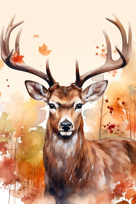 majestic deer from my Fall Animals clipart set: 10 PNG files, 4000×4000 Pixel, 300 dpi, transparent background, generated with AI and love White Tail Deer Painting, Simple Deer Painting, Deer Painting Acrylic Easy, Christmas Deer Painting, Abstract Deer Painting, Deer Painting Ideas, Watercolor Buck, Deer Painting Easy, Deer Art Drawing