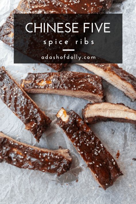 Chinese Five Spice Ribs (Paleo, Gluten Free) - a dash of dolly Asian Bbq Sauce, Glazed Ribs, Chinese Five Spice, Rib Meat, Five Spice, Pork Rib Recipes, Delicious Clean Eating, Curry Spices, Egg Free Recipes