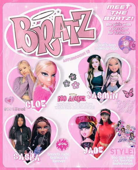 Bratz Magazine Template, Barbie Pubmat, Bratz Edit, Y2k Header, Y2k Ideas, Y2k Magazine, Pubmat Ideas, Web Core, Magazine Edit