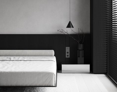 QR | PP Modern Minimal Interior, Masculine Interior, Bedroom With Bath, Master Room, Apartment Projects, Japanese Interior, Minimalist Interior Design, Parking Design, Minimalism Interior