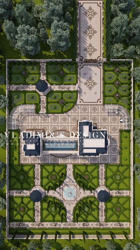 Palace Landscape Design, Farmhouse Landscape Design Plan, Palace Landscape, Mass Housing, Palace Design, Art Deco Garden, Plot Plan, Castle Decor, Jewellery Shop Design