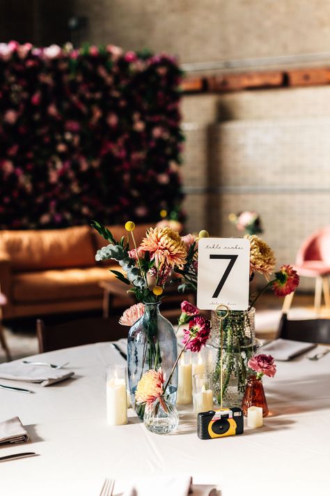 Diy Table Settings Wedding, Fun Table Number Ideas, Garden Wedding Table Numbers, Age Table Numbers Wedding, Picture Centerpieces Wedding, Unique Centerpiece Wedding, Creative Table Numbers Wedding, Wedding Table Numbers With Pictures, Table Set Up For Wedding