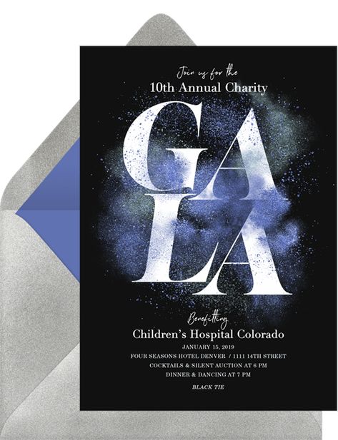 Oversized Gala Invitations | Greenvelope.com Sneaker Gala, Gala Invitation, Charity Gala, Fundraising Gala, Service Awards, Create Invitations, Art Organization, Event Details, Formal Invitation