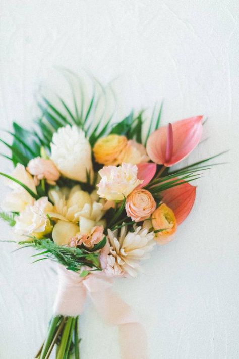 tropical bridal bouquet Modern Tropical Wedding, Hibiscus Wedding, White Orchids Wedding, White Orchid Wedding, Tropical Bridal Bouquet, Tropical Wedding Bouquets, Colorful Bridal Bouquet, Lighthouse Wedding, Pink Roses Wedding