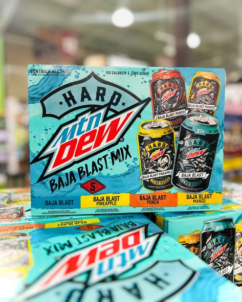 Hard Mountain Dew fans - meet the new LIMITED RELEASE Baja Blast Box with the OG Hard Mountain Dew and 3 new flavors including Mango, Pineapple, and Punch! Zero sugar, full flavor, and only 100 Calories in a can. ⁠ Currently spotted in: AZ, CA, CO, CT, FL, KS, KY, MN, MO, NM, NV, TN, and VA. Look for it in more states and stores in the coming weeks. Mountain Dew Flavors, Baja Blast, Liver Failure, Harry Potter Puns, 100 Calories, Mountain Dew, Flavored Drinks, Variety Pack, New Flavour