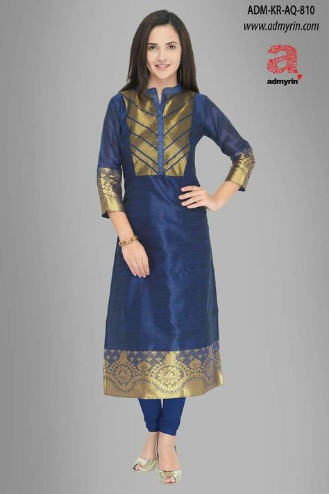 Silk Churidar Designs Ideas Patterns, Silk Saree Kurti Designs, Saree Reuse, Silk Kurti Designs, Salwar Neck Designs, Cotton Short Dresses, Indian Sari Dress, Simple Kurta Designs, Designer Kurti Patterns