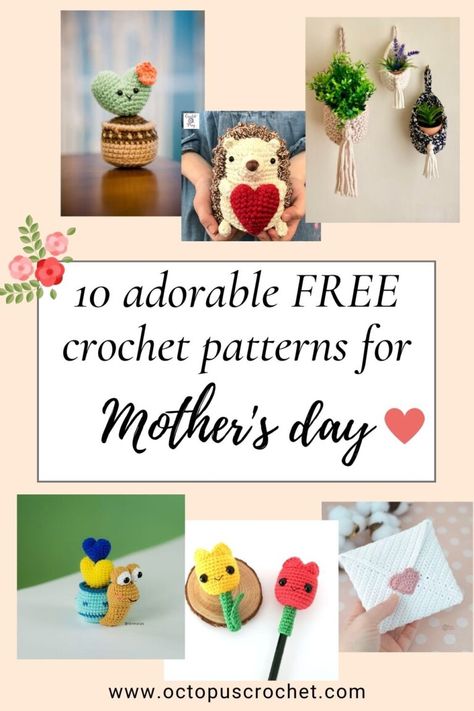 Mothers Day Crochet Ideas, Tulip Amigurumi, Crochet Mothers Day Gifts, Crochet Mothers Day, Bears And Flowers, Crochet Teddy Bears, Easy Free Crochet Patterns, Heart Cactus, Pen Toppers