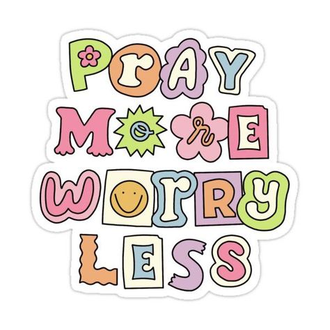 Decorate laptops, Hydro Flasks, cars and more with removable kiss-cut, vinyl decal stickers. Glossy, matte, and transparent options in various sizes. Super durable and water-resistant. Follow on instagram @kaley.studios for sticker updates and more! Pray More Worry Less, Pray More, Journaling Stickers, God Sticker, Bible Journal Notes, Christian Stickers, Worry Less, Bible Verses Quotes Inspirational, Follow On Instagram